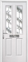 2 Panel 2 Angle Crystal Diamond Composite Front Door in White