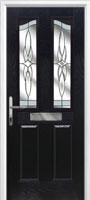 2 Panel 2 Angle Crystal Harmony Composite Front Door in Black