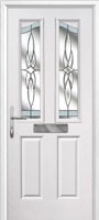 2 Panel 2 Angle Crystal Harmony Composite Front Door in White