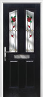 2 Panel 2 Angle English Rose Composite Front Door in Black