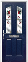 2 Panel 2 Angle English Rose Composite Front Door in Dark Blue