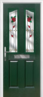 2 Panel 2 Angle English Rose Composite Front Door in Green