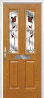 2 Panel 2 Angle English Rose Composite Front Door in Oak