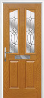 2 Panel 2 Angle Flair Composite Front Door in Oak