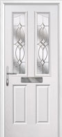 2 Panel 2 Angle Flair Composite Front Door in White