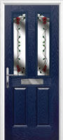 2 Panel 2 Angle Mackintosh Rose Composite Front Door in Dark Blue