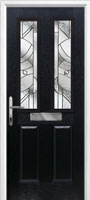 2 Panel 2 Square Abstract Composite Front Door in Black