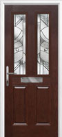 2 Panel 2 Square Abstract Composite Front Door in Darkwood