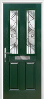 2 Panel 2 Square Abstract Composite Front Door in Green