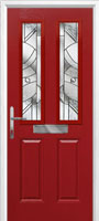 2 Panel 2 Square Abstract Composite Front Door in Red