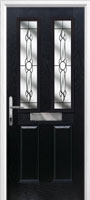 2 Panel 2 Square Crystal Bohemia Composite Front Door in Black