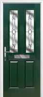 2 Panel 2 Square Crystal Bohemia Composite Front Door in Green
