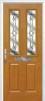 2 Panel 2 Square Crystal Bohemia Composite Front Door in Oak