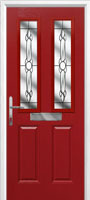 2 Panel 2 Square Crystal Bohemia Composite Front Door in Red