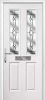 2 Panel 2 Square Crystal Bohemia Composite Front Door in White
