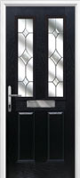 2 Panel 2 Square Crystal Diamond Composite Front Door in Black