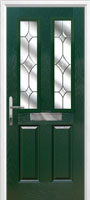 2 Panel 2 Square Crystal Diamond Composite Front Door in Green
