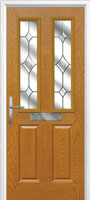 2 Panel 2 Square Crystal Diamond Composite Front Door in Oak