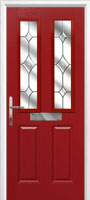 2 Panel 2 Square Crystal Diamond Composite Front Door in Red