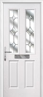 2 Panel 2 Square Crystal Diamond Composite Front Door in White