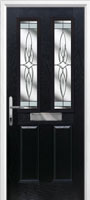 2 Panel 2 Square Crystal Harmony Composite Front Door in Black