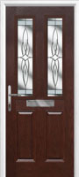 2 Panel 2 Square Crystal Harmony Composite Front Door in Darkwood