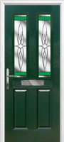2 Panel 2 Square Crystal Harmony Composite Front Door in Green