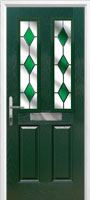 2 Panel 2 Square Drop Diamond Composite Front Door in Green