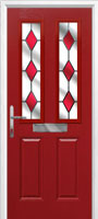2 Panel 2 Square Drop Diamond Composite Front Door in Red