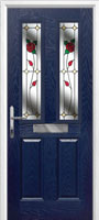 2 Panel 2 Square English Rose Composite Front Door in Dark Blue
