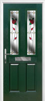 2 Panel 2 Square English Rose Composite Front Door in Green
