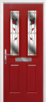 2 Panel 2 Square English Rose Composite Front Door in Red