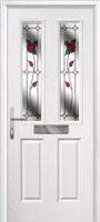 2 Panel 2 Square English Rose Composite Front Door in White