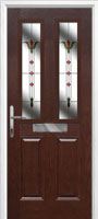 2 Panel 2 Square Fleur Composite Front Door in Darkwood