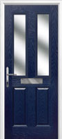 2 Panel 2 Square Glazed Composite Front Door in Dark Blue