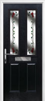 2 Panel 2 Square Mackintosh Rose Composite Front Door in Black