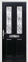 2 Panel 2 Square Zinc/Brass Art Clarity Composite Front Door in Black
