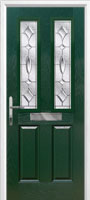 2 Panel 2 Square Zinc/Brass Art Clarity Composite Front Door in Green