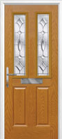 2 Panel 2 Square Zinc/Brass Art Clarity Composite Front Door in Oak