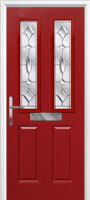 2 Panel 2 Square Zinc/Brass Art Clarity Composite Front Door in Red