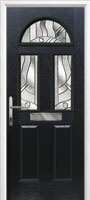 2 Panel 2 Square 1 Arch Abstract Composite Front Door in Black