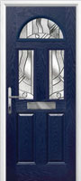 2 Panel 2 Square 1 Arch Abstract Composite Front Door in Dark Blue