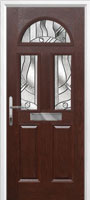 2 Panel 2 Square 1 Arch Abstract Composite Front Door in Darkwood