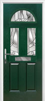 2 Panel 2 Square 1 Arch Abstract Composite Front Door in Green
