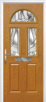 2 Panel 2 Square 1 Arch Abstract Composite Front Door in Oak