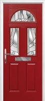 2 Panel 2 Square 1 Arch Abstract Composite Front Door in Red