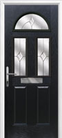 2 Panel 2 Square 1 Arch Classic Composite Front Door in Black
