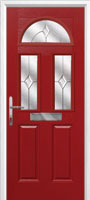 2 Panel 2 Square 1 Arch Classic Composite Front Door in Red