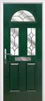 2 Panel 2 Square 1 Arch Crystal Diamond Composite Front Door in Green
