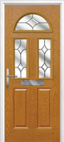 2 Panel 2 Square 1 Arch Crystal Diamond Composite Front Door in Oak